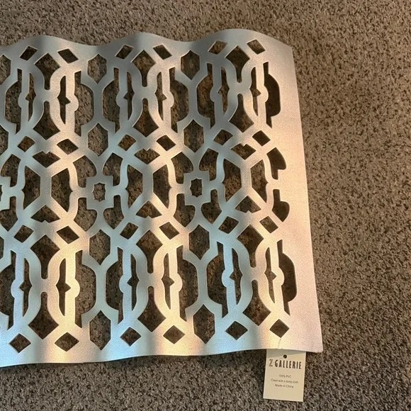 Z Gallerie Silver Geometric table runner, brand new! - Picture 1 of 4